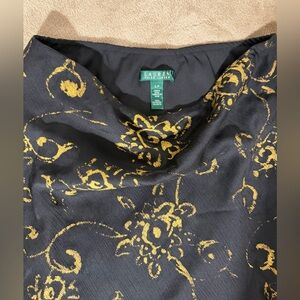 Lauren Ralph Lauren Black Skirt with Gold Scroll Print
